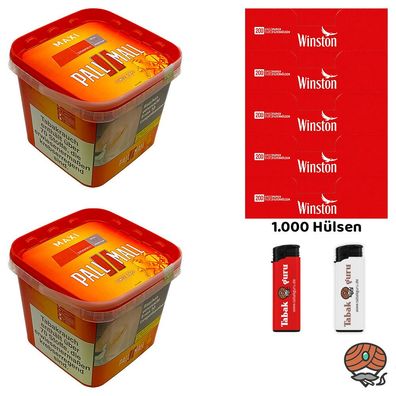 Pall Mall Allround Volumentabak Maxi Box 2x 310g, Winston Hülsen, Feuerzeuge