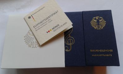 Etui+Zertiifkat 50 euro 2021 Pauke - 1/4 Unze Gold - keine Münze