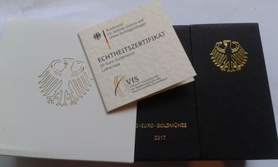 Etui+Zertiifkat 50 euro 2017 Lutherrose - 1/4 Unze Gold - keine Münze