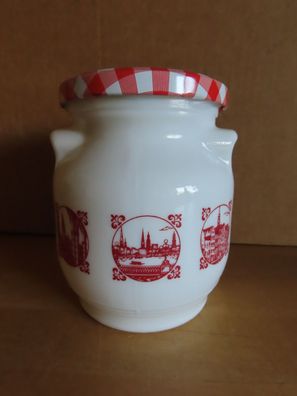 Gefäß mit rotkariertem Deckel weiß mit rotem Motiv Container 540ml /55137