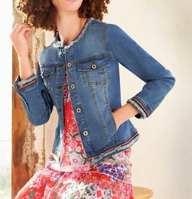 Designer-Jeansjacke, blue-bleached
