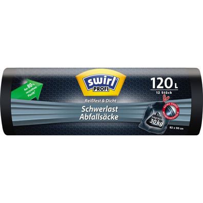 swirl 4008871216014 swirl Profi Schwerlast-Abfallsack, schwarz, 120 Liter