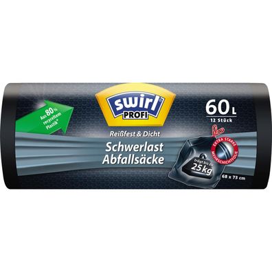 swirl 4008871216007 Profi Schwerlast-Abfallsack schwarz 60 Liter