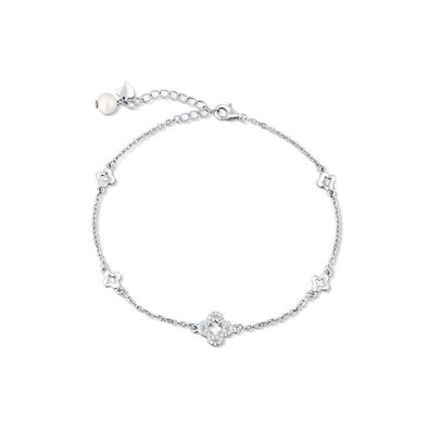 Sterling Silber Fußkette mit vierblättrigem Kleeblatt und Süßwasserperle JL0803