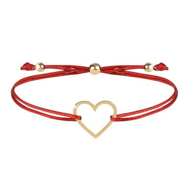 Kordelarmband mit rot/goldenem Herz
