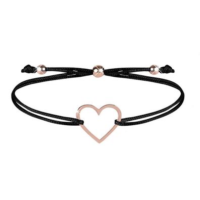 Corded bracelet with heart black / bronze