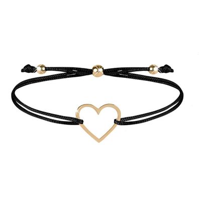 Kordelarmband mit Herz schwarz / gold