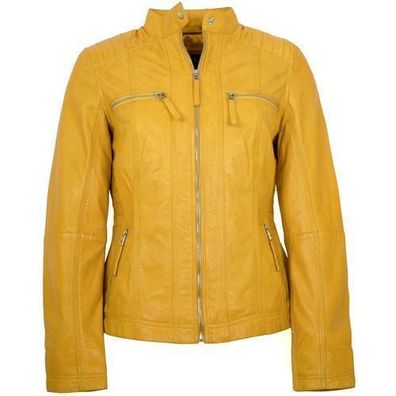 Jilani Collection - Damen Lederjacke Lammnappa gelb
