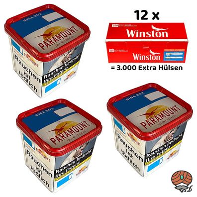 Paramount Volumentabak Giga Box 3x 220g, Winston Extra Hülsen