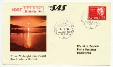 Flugpost ALLE WELT Nr SAS Schweden KIRUNA BRIEF X73EF36