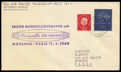 Erstflugbeleg Nr Caravelle Air France BRIEF MIF X8B4AEA
