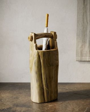 Teak Schirmständer - Regenschirmständer Holz für den Eingangsbereich Schirmhalter