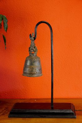 Tempelglocke mit Stativ - Bronze Thailand geschwungen Thai Glocke Meditation Klang