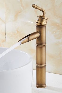 Retro Wasserhahn BAMBUS III - Messing, 24 oder 33,5 cm Vintage Antik Armatur Asia