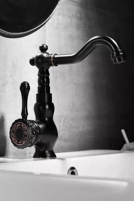 Retro Messing Wasserhahn KARUL - Vintage schwarz, ca. 21 cm Schwarzer Antik Bad 360