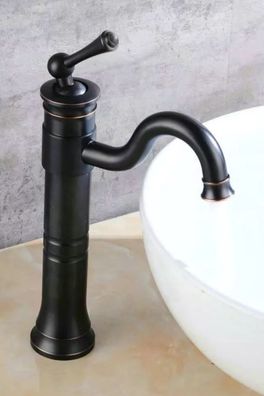 Retro Messing Wasserhahn NANOI - Vintage schwarz, ca. 34 cm Antik Bad Schwarzer Hoch