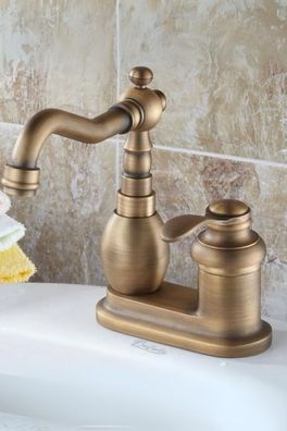 Retro Messing Wasserhahn KHIAT Armatur 360 Grad Schwenkbar Schwenkauslauf Zweiloch