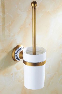 Toilettenbürste Messing mit Keramik - Retro WC Bürste Vintage Klobürste Antik
