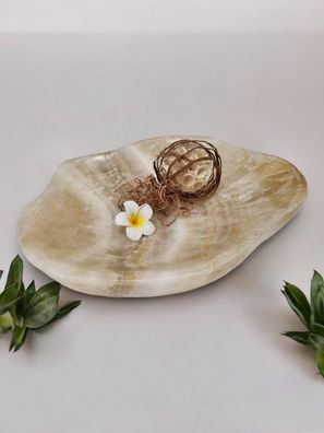 Dekoschale Onyx länglich - Naturstein aus Indonesien, 30 cm, gestreifte Maserung