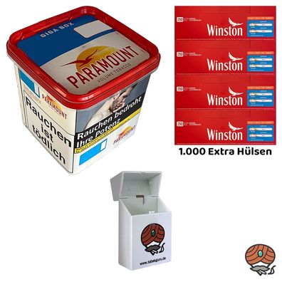 Paramount Volumentabak Giga Box 220g, Winston Extra Hülsen, Feuerzeuge, Box