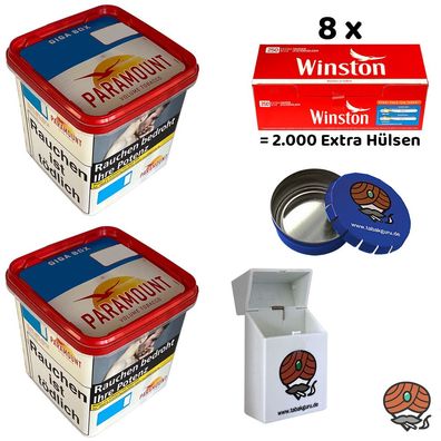 Paramount Volumentabak Giga Box 2x 220g, Winston Extra Hülsen, Zubehör