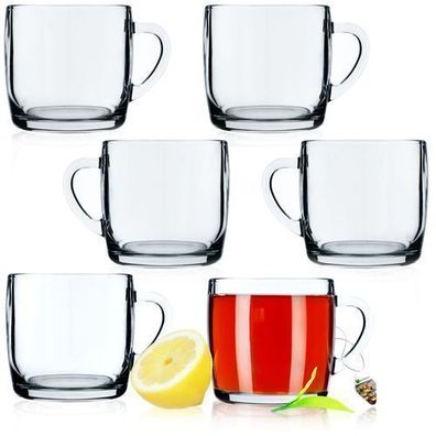 KADAX Teegläser, 6er Set, Gläser mit Griff, Glastassen für 6 personen