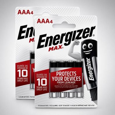 8 Stück Energizer Batterie Alkaline Max AAA LR03 Micro 1,5V Blister
