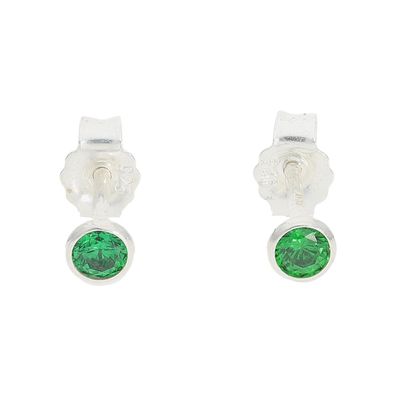 Silber 925 Ohrstecker Damen mit grünen Zirkonia JuwelmaLux JL52-06-0171