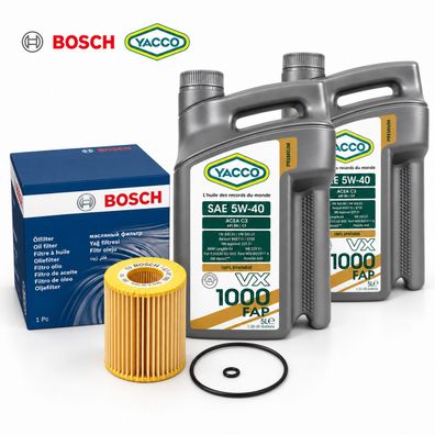 10L YACCO VX 1000 5W40 Motoröl + Bosch Ölfilter für Mercedes Benz OM642 CDI