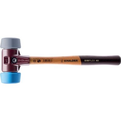 HALDER Simplex Schonhammer Ø 50:40 mm TPE-soft blau / TPE-mid grau mit Tempergussg