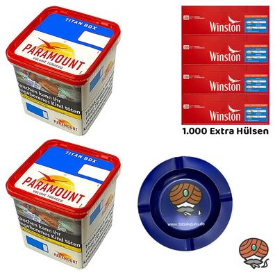 Paramount Volumentabak Titan Box 2x 300g, Winston Extra Hülsen, Metallascher