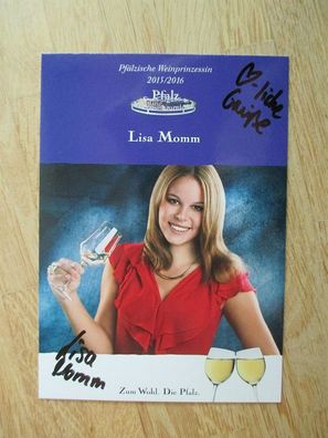 Pfälzische Weinprinzessin 2015/2016 Lisa Momm - handsigniertes Autogramm!!!