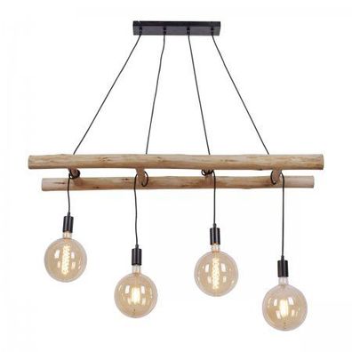JUST LIGHT 15025-18 Pendelleuchte EDGAR 4-flammig schwarz Holz
