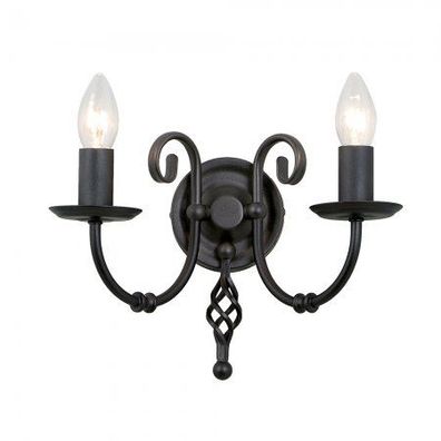 Elstead Lighting Artisan 2-Light Wandleuchte Schwarz 2-flammig E14