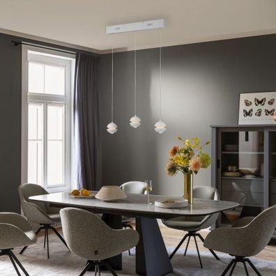 Schöner WOHNEN-Kollektion LED Pendelleuchte LINI, weiss, 3-flammig, dimmbar