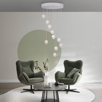 Schöner WOHNEN-Kollektion LED Pendelleuchte LINI, weiss, 10-flammig, dimmbar