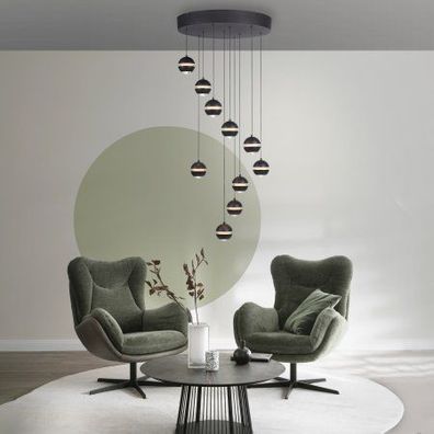 Schöner WOHNEN-Kollektion LED Pendelleuchte LINI, schwarz, 10-flammig, dimmbar
