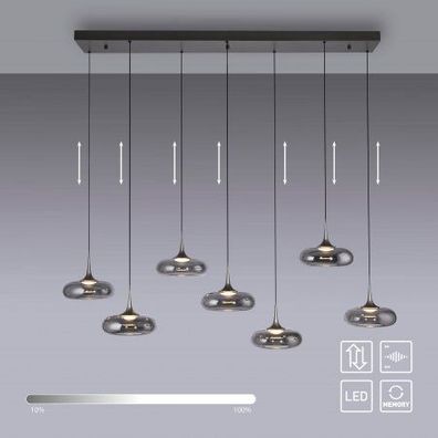 Schöner WOHNEN-Kollektion LED Pendelleuchte POSH, grau, 7-flammig, dimmbar