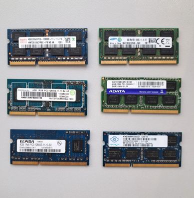 4GB RAM DDR3 SODIMM PC3-12800S Samsung/Hynix/Ramaxel/Micron Preis pro Stück