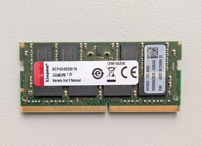 Kingston 16GB DDR4-2400 SO-DIMM Laptop RAM KCP424SD8/16 CL17 2Rx8