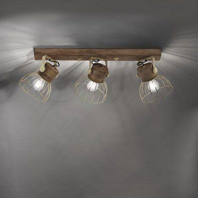 Leuchten Direkt 11488-60 Deckenleuchte Alami 3-flammig messing holz E27