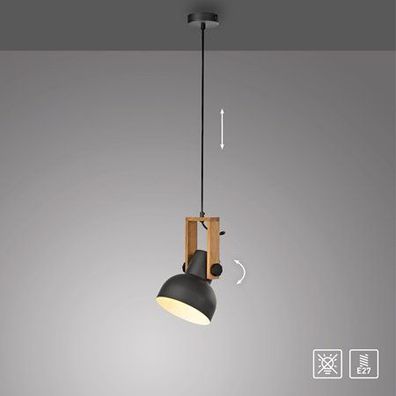 JUST LIGHT 15741-18 CUP 2.0 Pendelleuchte schwarz Holz E27