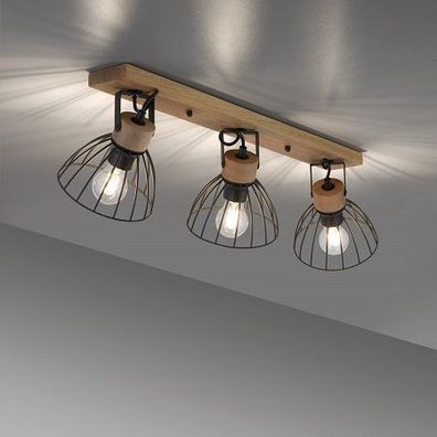 Leuchten Direkt 11418-18 LAMI Wand- und Deckenleuchte 3-flammig Holz Schwarz