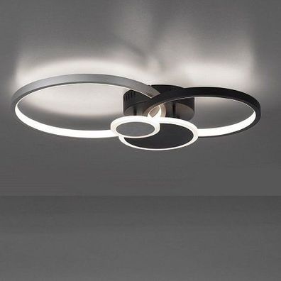 Leuchten Direkt 14548-18 Papilon Deckenleuchte 4 Ringe schwarz aluminium