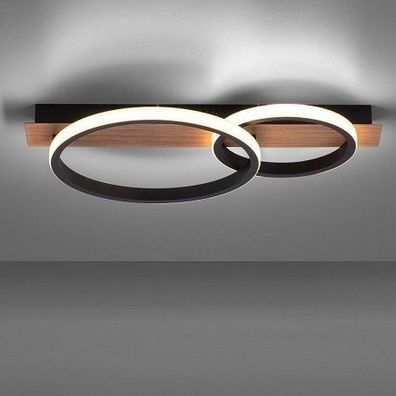Leuchten Direkt 15615-78 Trooper LED Deckenleuchte 2 Ringe mit Holzdekor