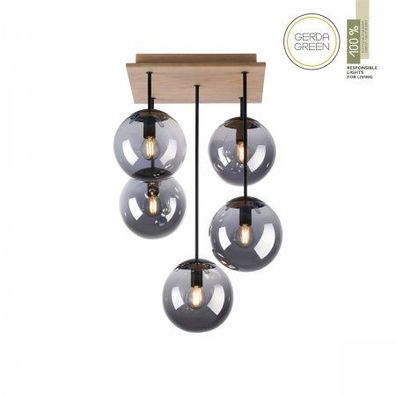 JUST LIGHT 11395-79 Green Widow LED Deckenleuchte 5-flammig Holz rauchfarben