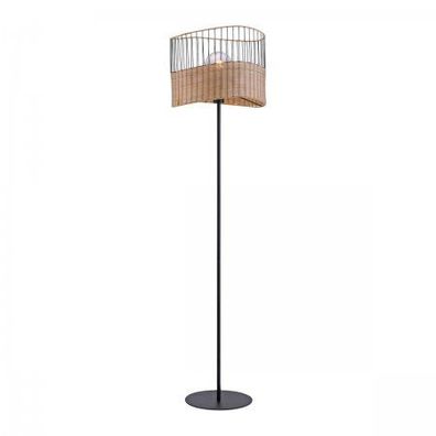 JUST LIGHT 11151-79 Stehleuchte schwarz Metall Holzgeflecht rustikaler Vintage Look
