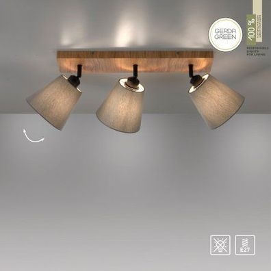 JUST LIGHT 11582-79 Deckenleuchte Green Michel 3-flammig Eiche Stoffschirme Grau