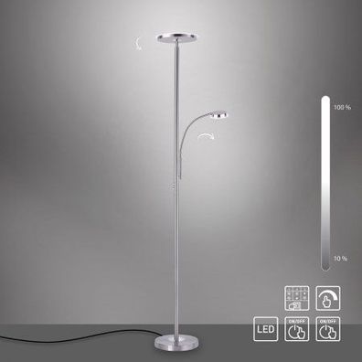 JUST LIGHT 11709-55 LED Stehleuchte Hans mit Lesearm 3000K dimmbar Stahl