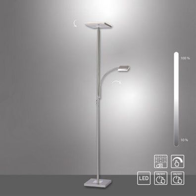 JUST LIGHT 11710-55 LED Stehleuchte Hans eckig mit Lesearm 3000K dimmbar Stahl